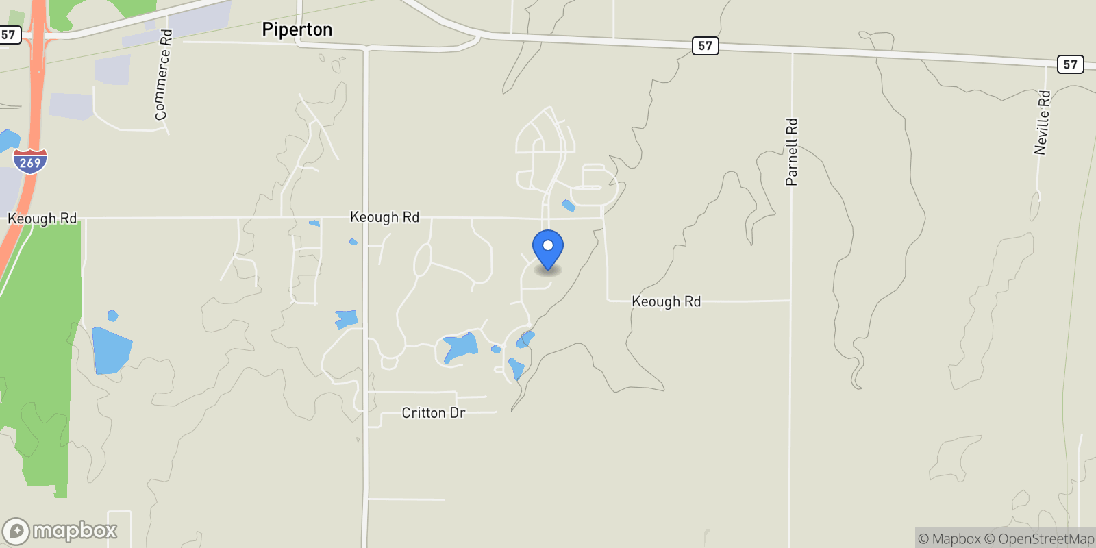 Map showing 125 GREENBRIER LAKES CV, Piperton, TN 38017, Collierville, Tennessee, United States.