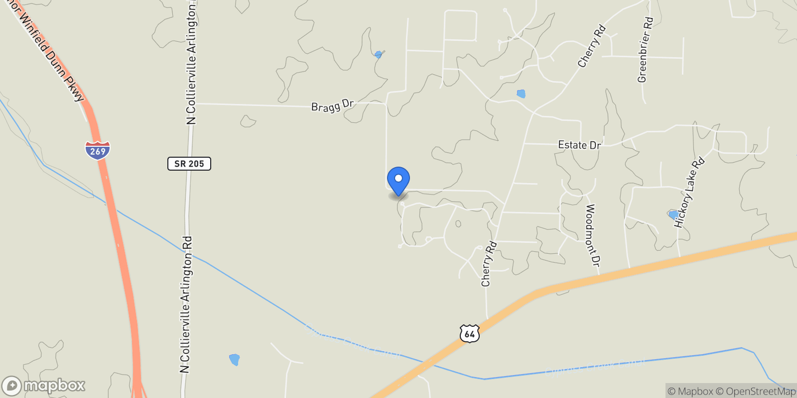 Map showing 40 KINGSTON CV, Eads, TN 38028, 38028, Tennessee, United States.