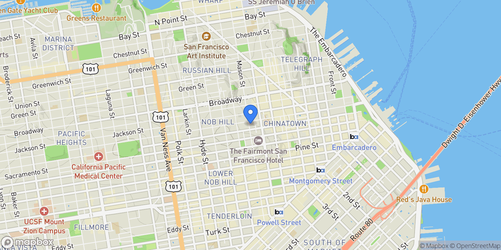 Map showing 1136-1140 Mason St, San Francisco, CA 94108, San Francisco, California, United States.