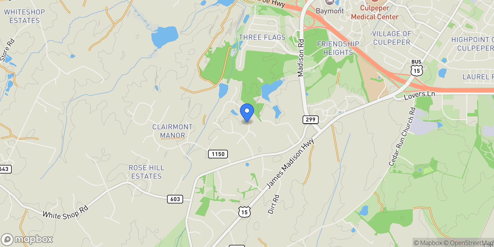 Map showing LOT 13D Equestrian Drive, Culpeper, VA 22701, Culpeper, Virginia, United States.