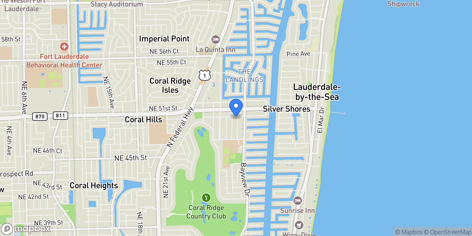 Map showing 2820 NE 49th St, Fort Lauderdale, Florida, United States.