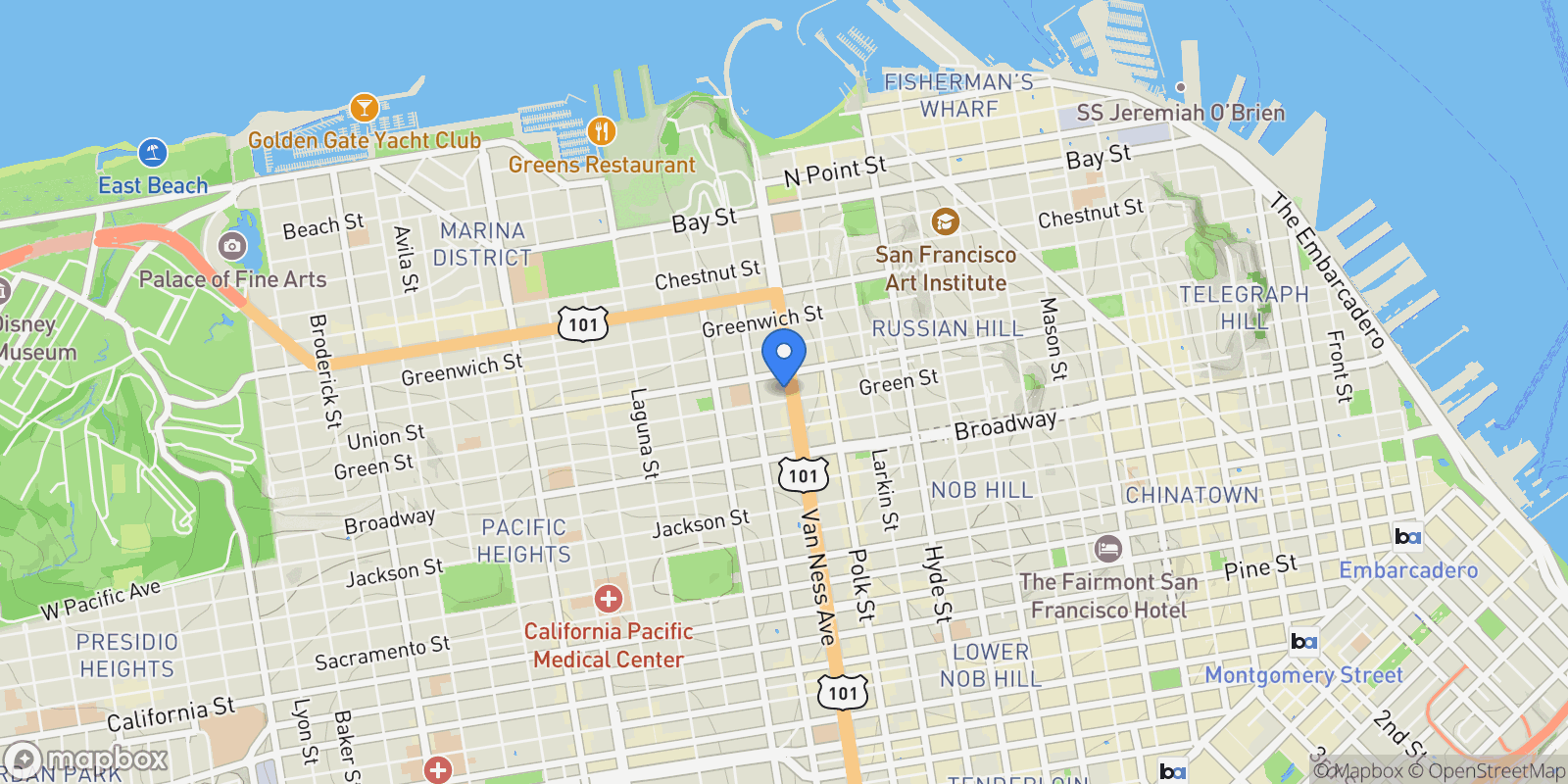 Map showing 2415 Van Ness Avenue 602, San Francisco, CA 94109, San Francisco, California, United States.