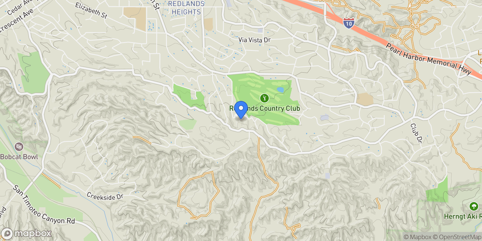 Map showing 1909 Canyon Road, Redlands, California, United States.