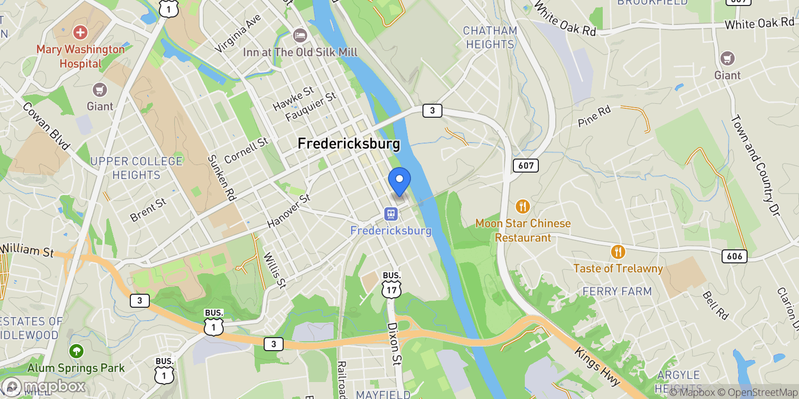 Map showing 524 Mia Street, Fredericksburg, VA 22401, Fredericksburg, Virginia, United States.
