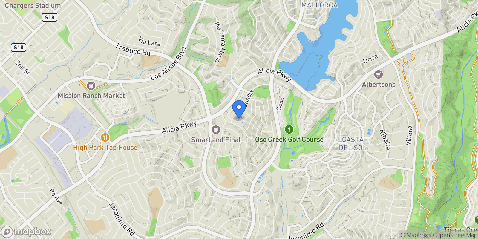 Map showing 27232 Borrasca, Mission Viejo, California, United States.
