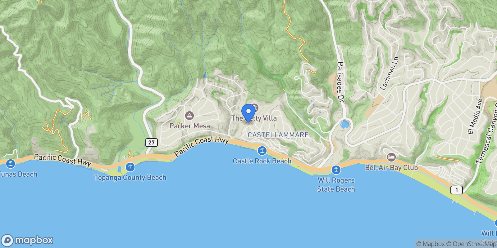 Map showing 17941 Tramonto Drive , Pacific Palisades, CA 90272, Los Angeles, California, United States.