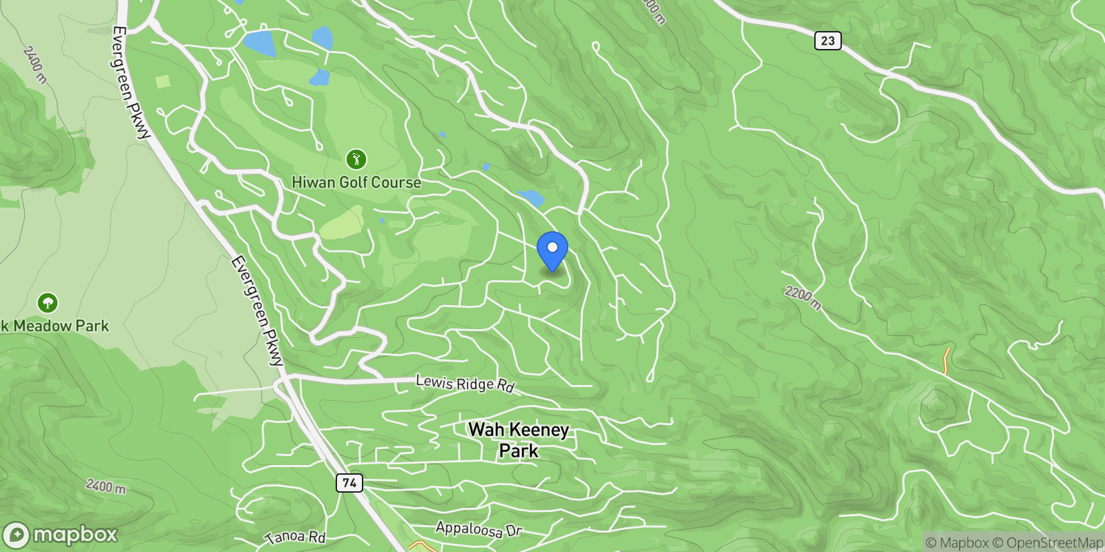 Map showing 29574 Canterbury Circle , Evergreen, CO 80439, Evergreen, Colorado, United States.
