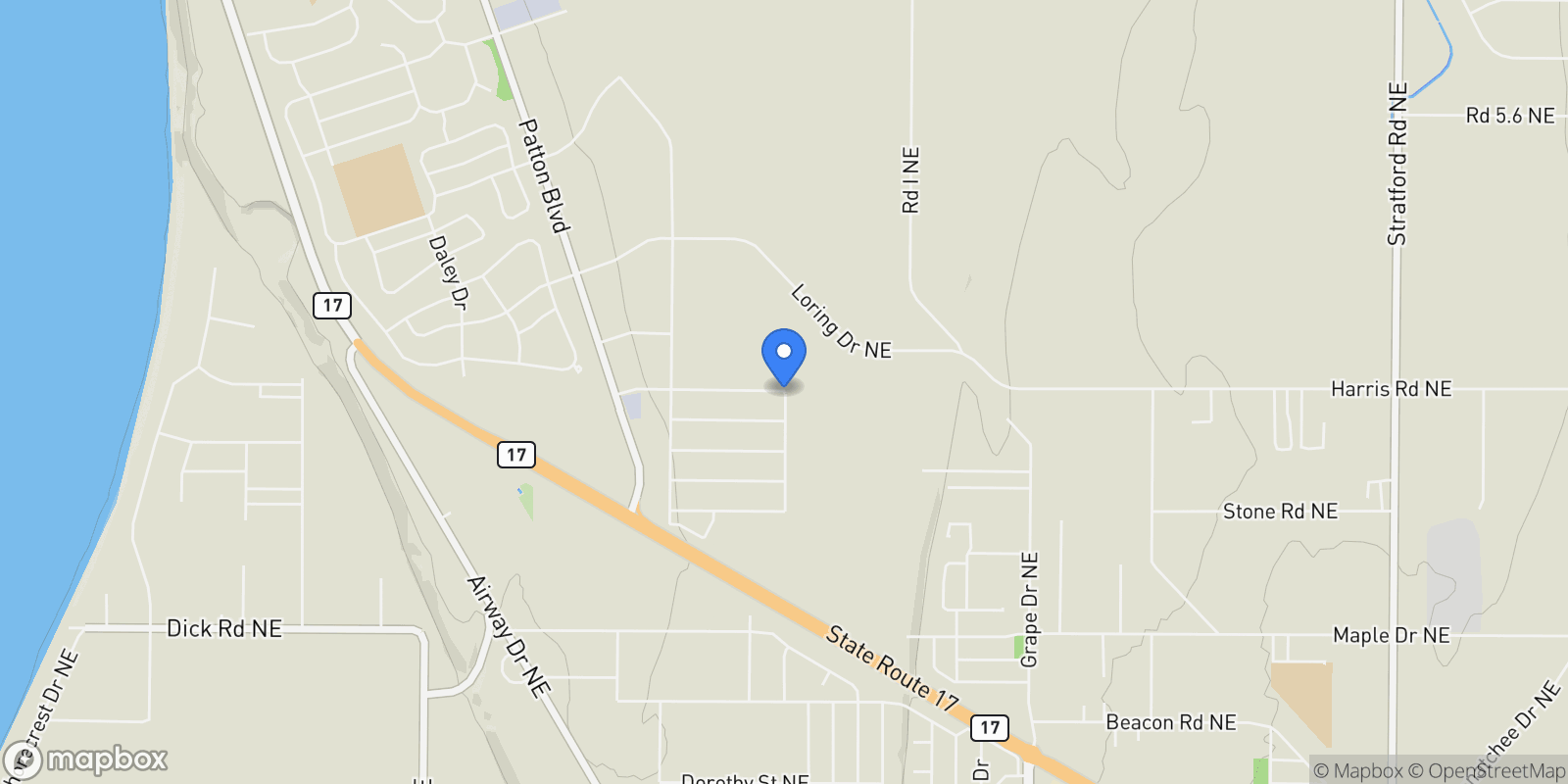 Map showing 0 Harris Road NE & Ray Road NE, Moses Lake, Washington, United States.