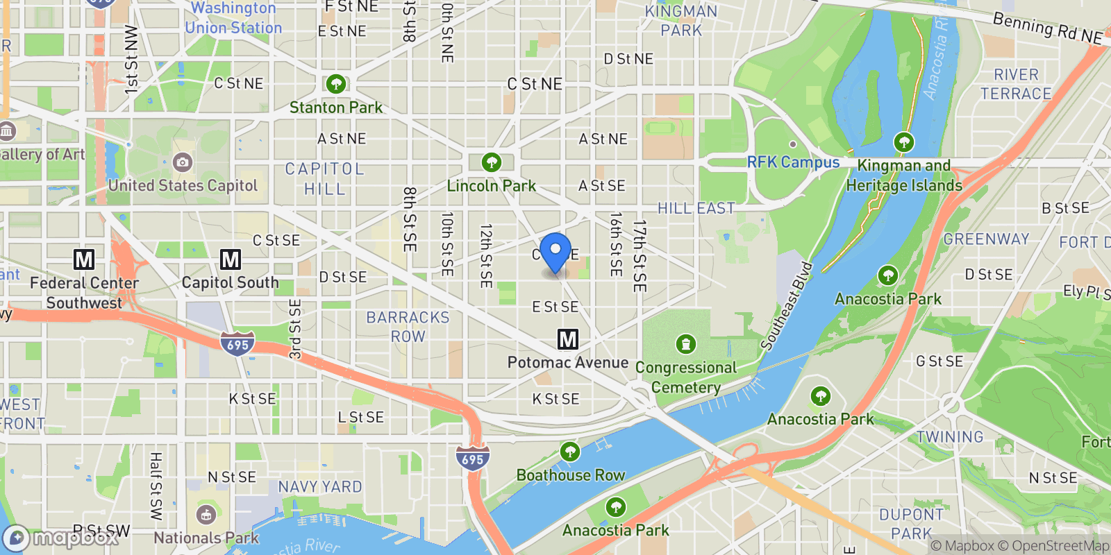 Map showing 349 KENTUCKY AVE SE, Washington, District of Columbia, United States.