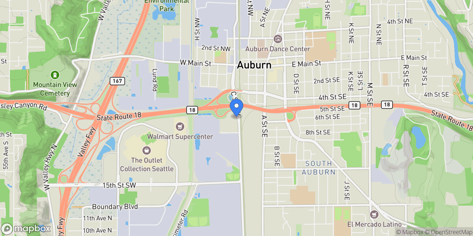 Map showing 509 C Street SW, Auburn, Washington, United States.