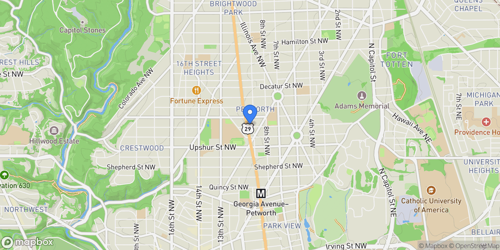 Map showing 907 WEBSTER ST NW, Washington, District of Columbia, United States.