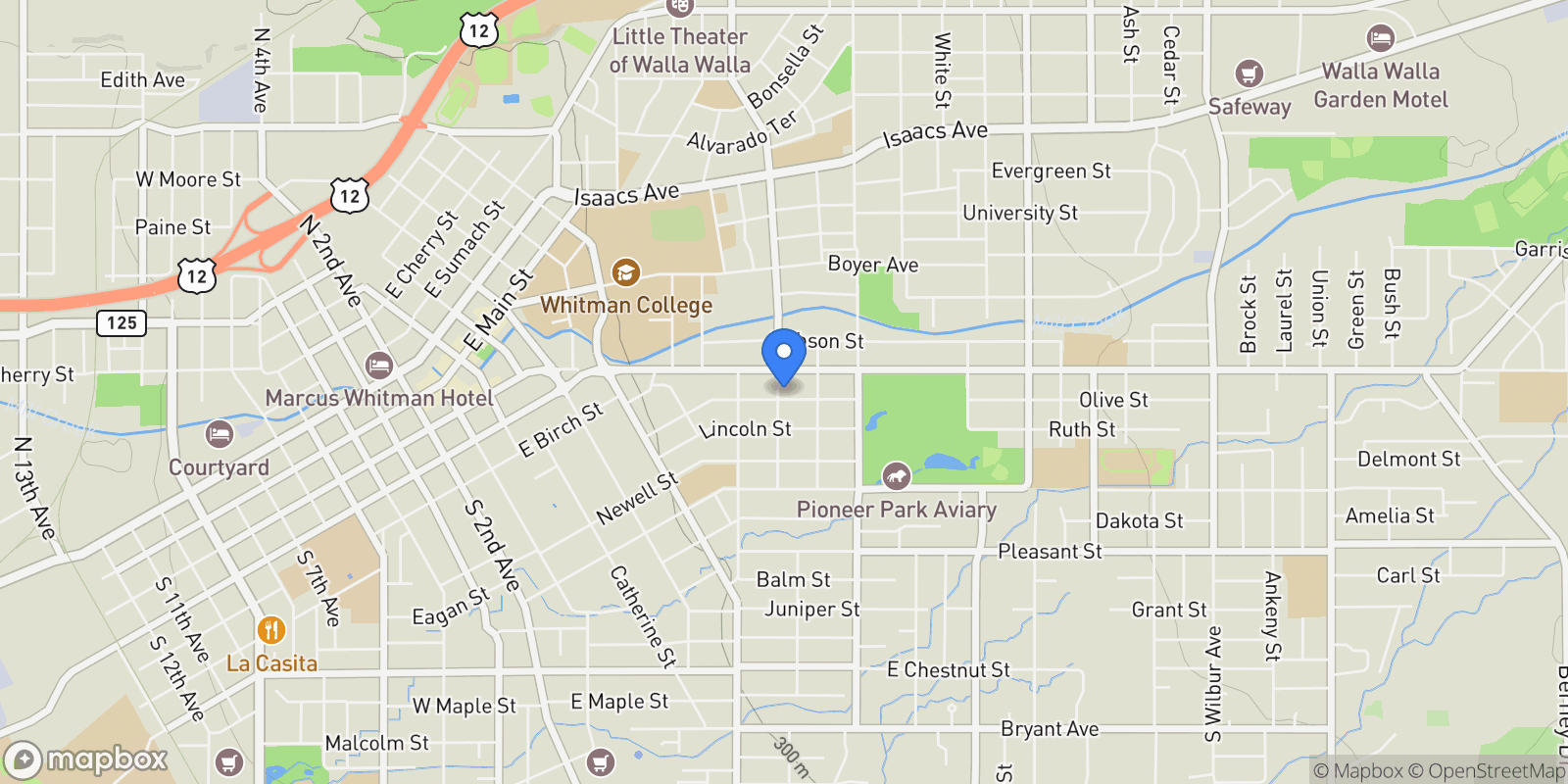 Map showing 703 Washington Street, Walla Walla, Washington, United States.
