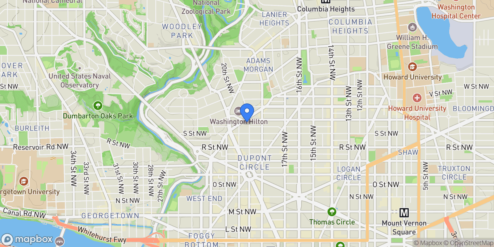 Map showing 1860 19TH ST NW, Washington, District of Columbia, United States.