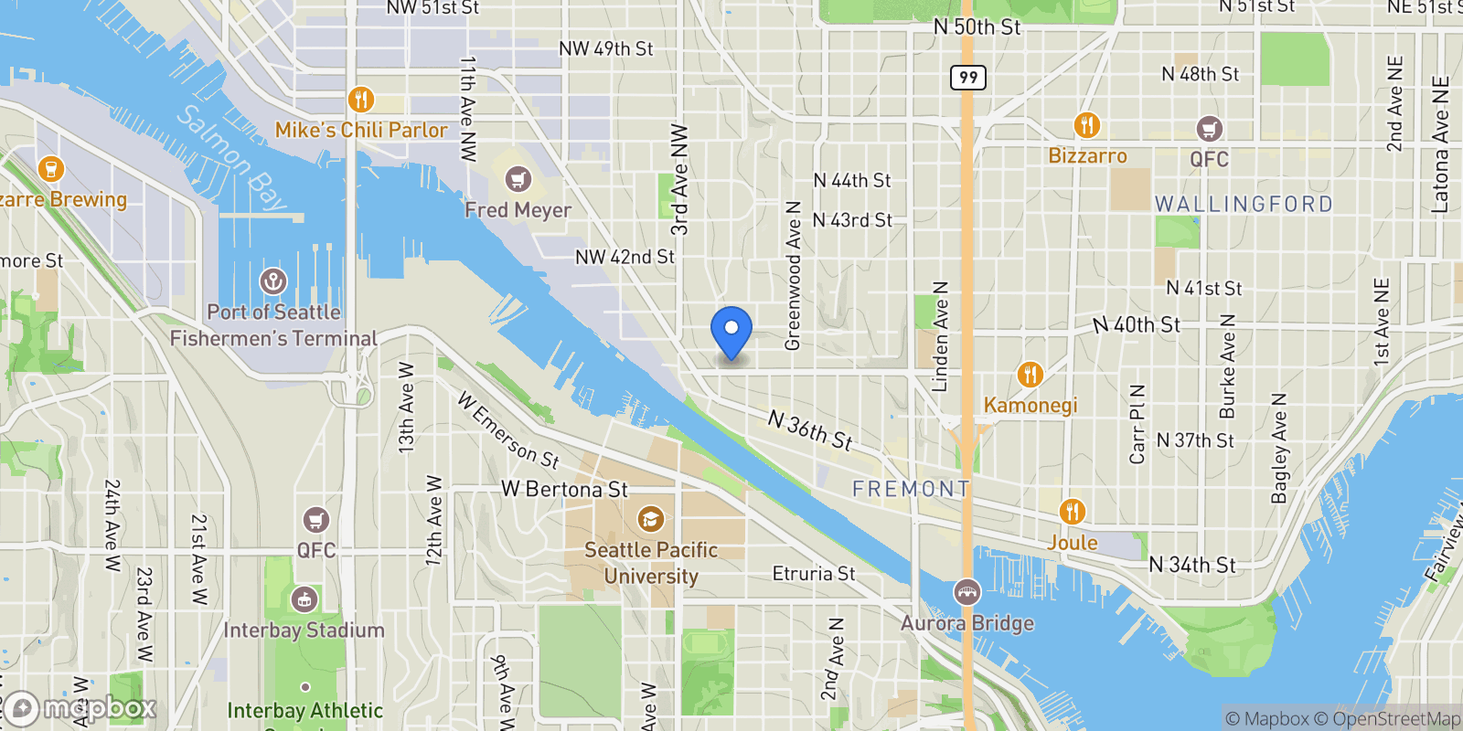 Map showing 120 NW 39th Street 407, Seattle, Washington, United States.