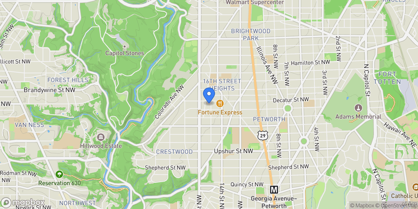 Map showing 4718 15TH ST NW, Washington, District of Columbia, United States.