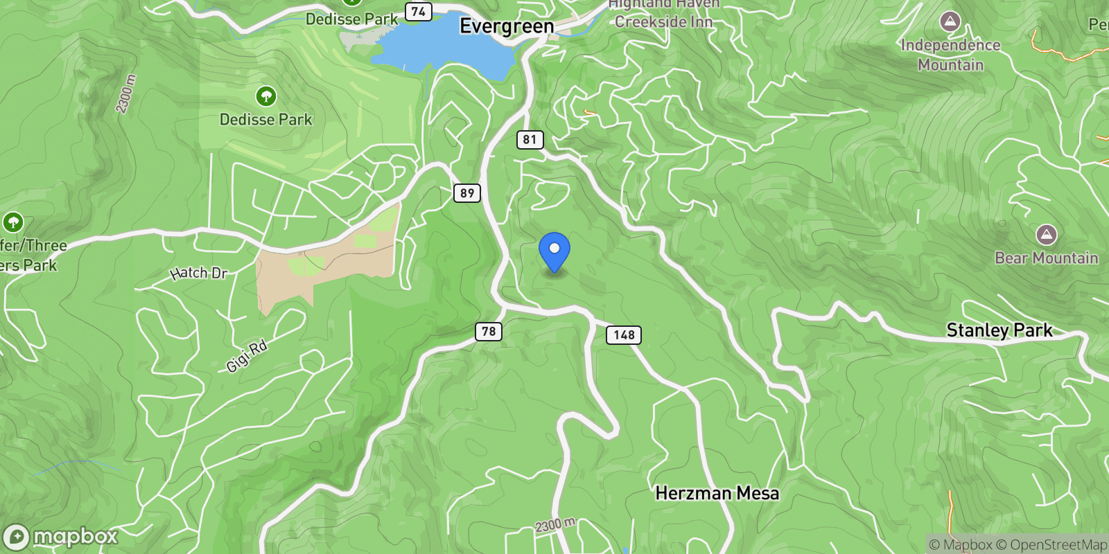 Map showing 5236 Mountain Vista Lane , Evergreen, CO 80439, Evergreen, Colorado, United States.