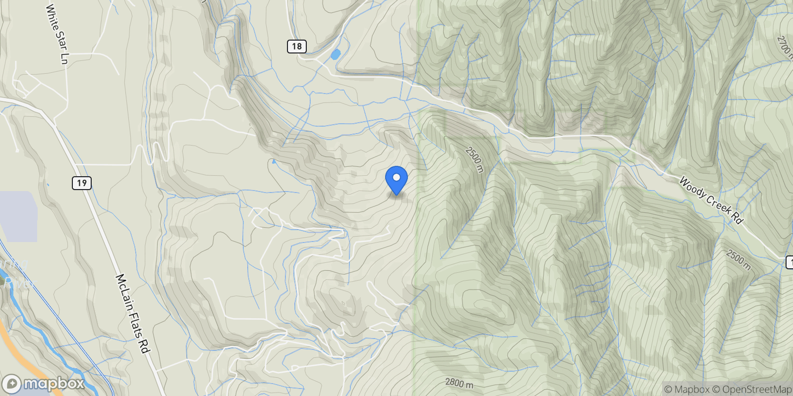 Map showing 1025 N Starwood Road, Aspen, Colorado, United States.