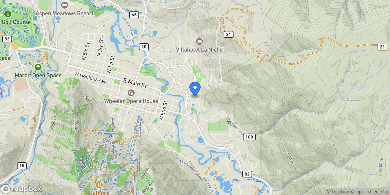 Map showing 326 Midland Avenue, Aspen, Colorado, United States.