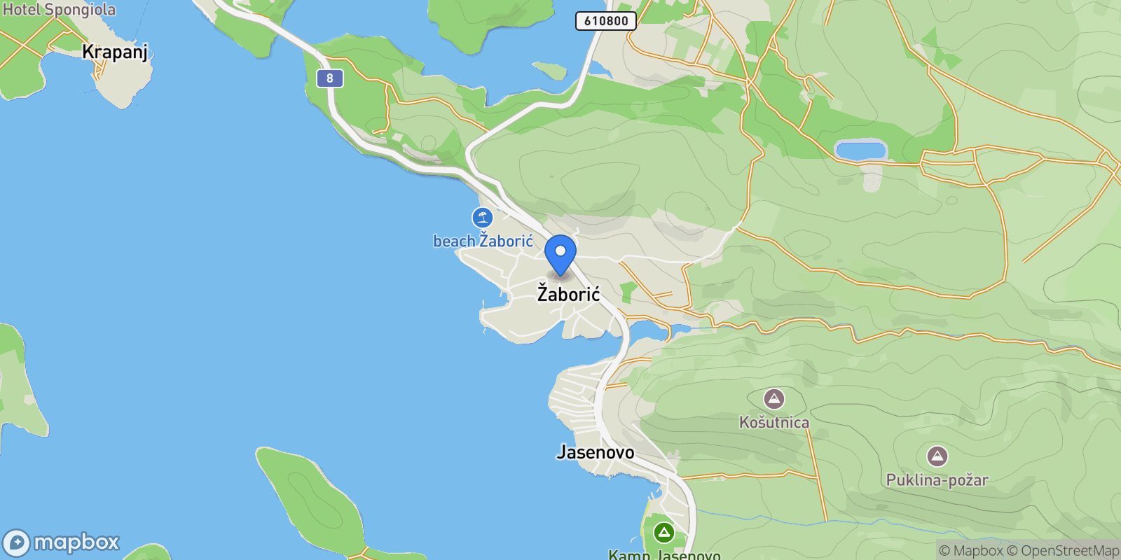 Map showing Zaboric, Sibenik-Knin County, Croatia.