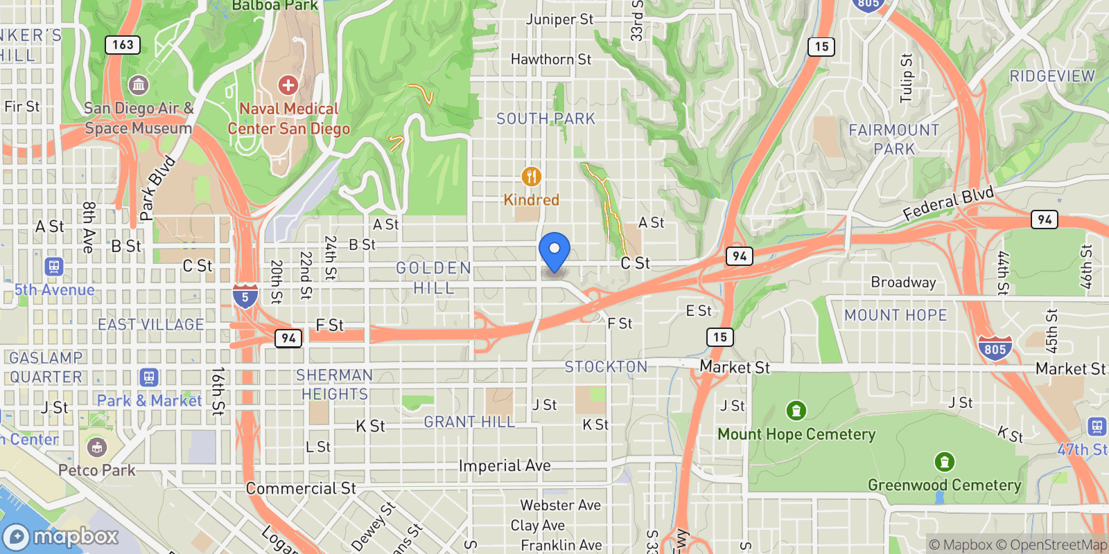 Map showing 3042-48 Broadway, San Diego, California, United States.