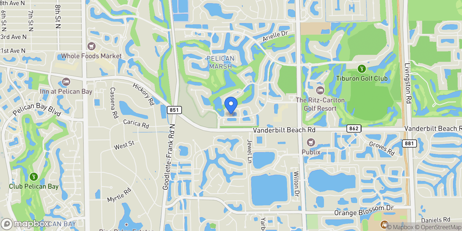 Map showing 8752 Muirfield Drive, Naples, FL 34109, Naples, Florida, United States.