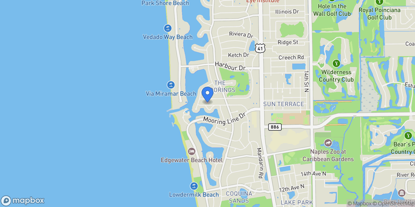 Map showing 375 Bow Line Drive, Naples, FL 34103, Naples, Florida, United States.