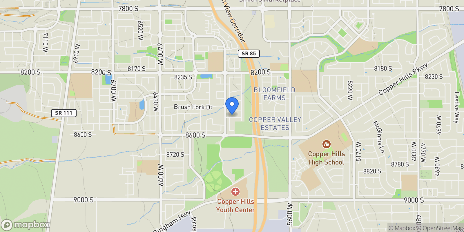 Map showing 5958 W ERIC MOUNTAIN LN W 104, West Jordan, Utah, United States.