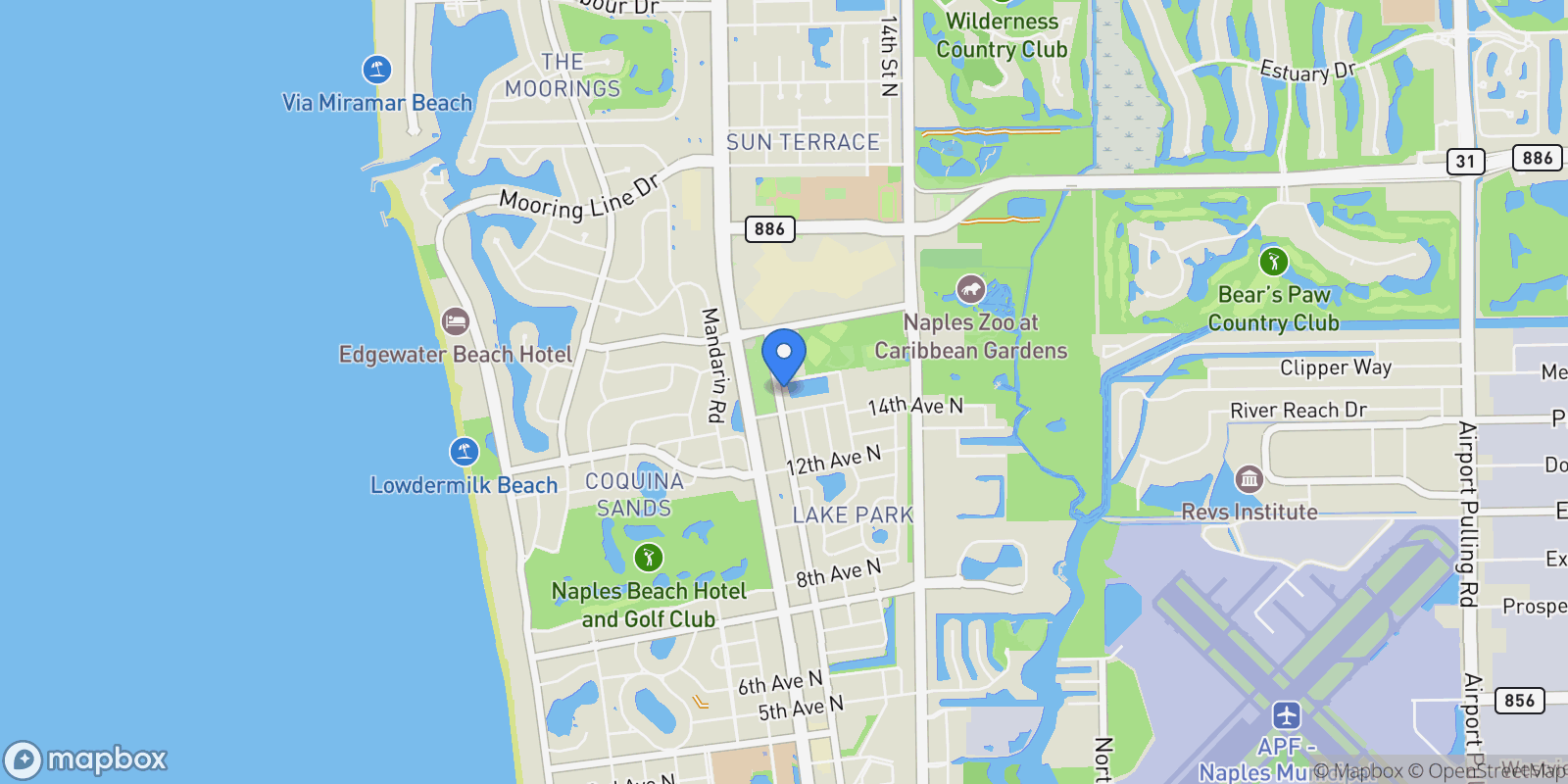 Map showing 1478 10th Street N, Naples, FL 34102, Naples, Florida, United States.