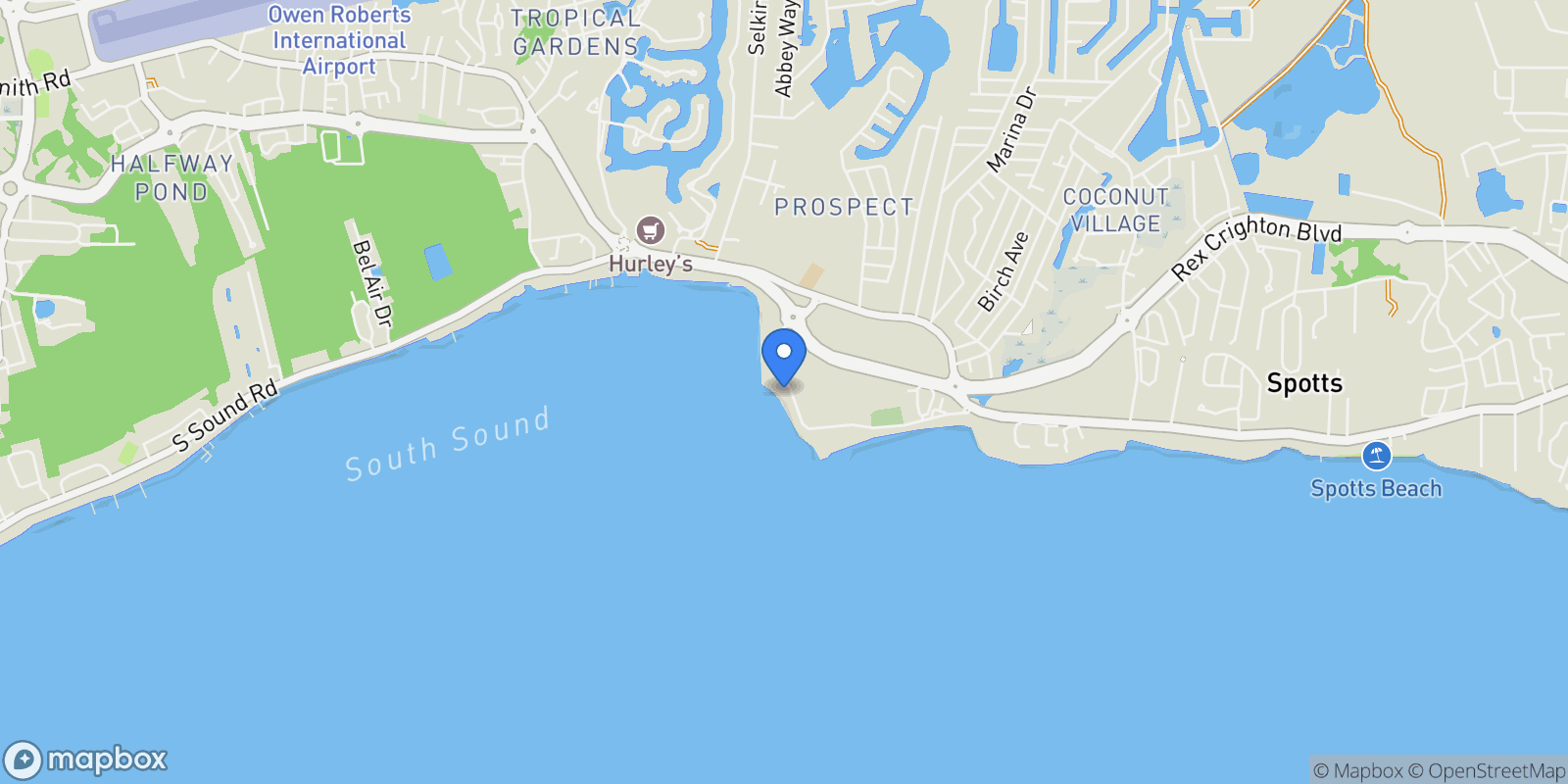 Map showing Prospect, Patricks Island, George Town, Cayman Islands.