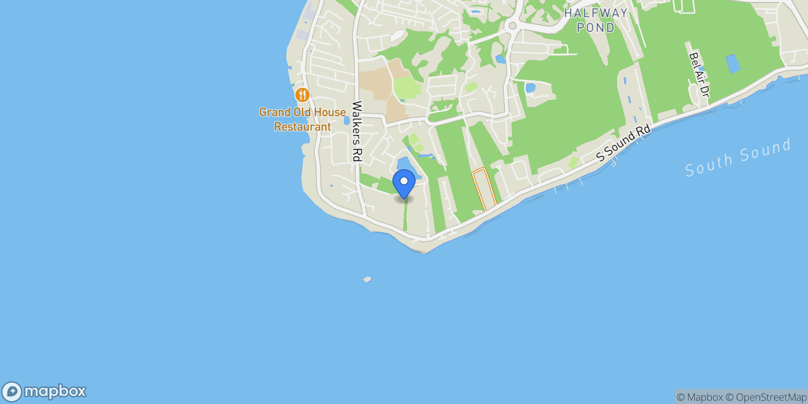 Map showing South Sound, George Town, George Town, Cayman Islands.