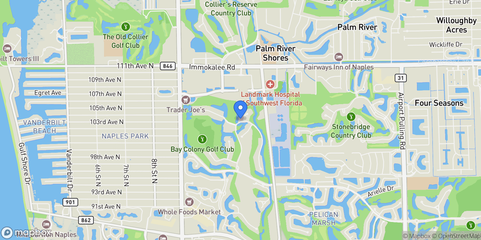 Map showing 9655 Mashie Court, Naples, FL 34108, Naples, Florida, United States.