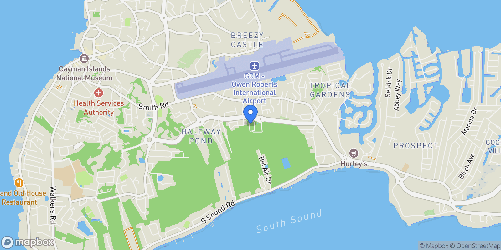 Map showing George Town, George Town, George Town, Cayman Islands.