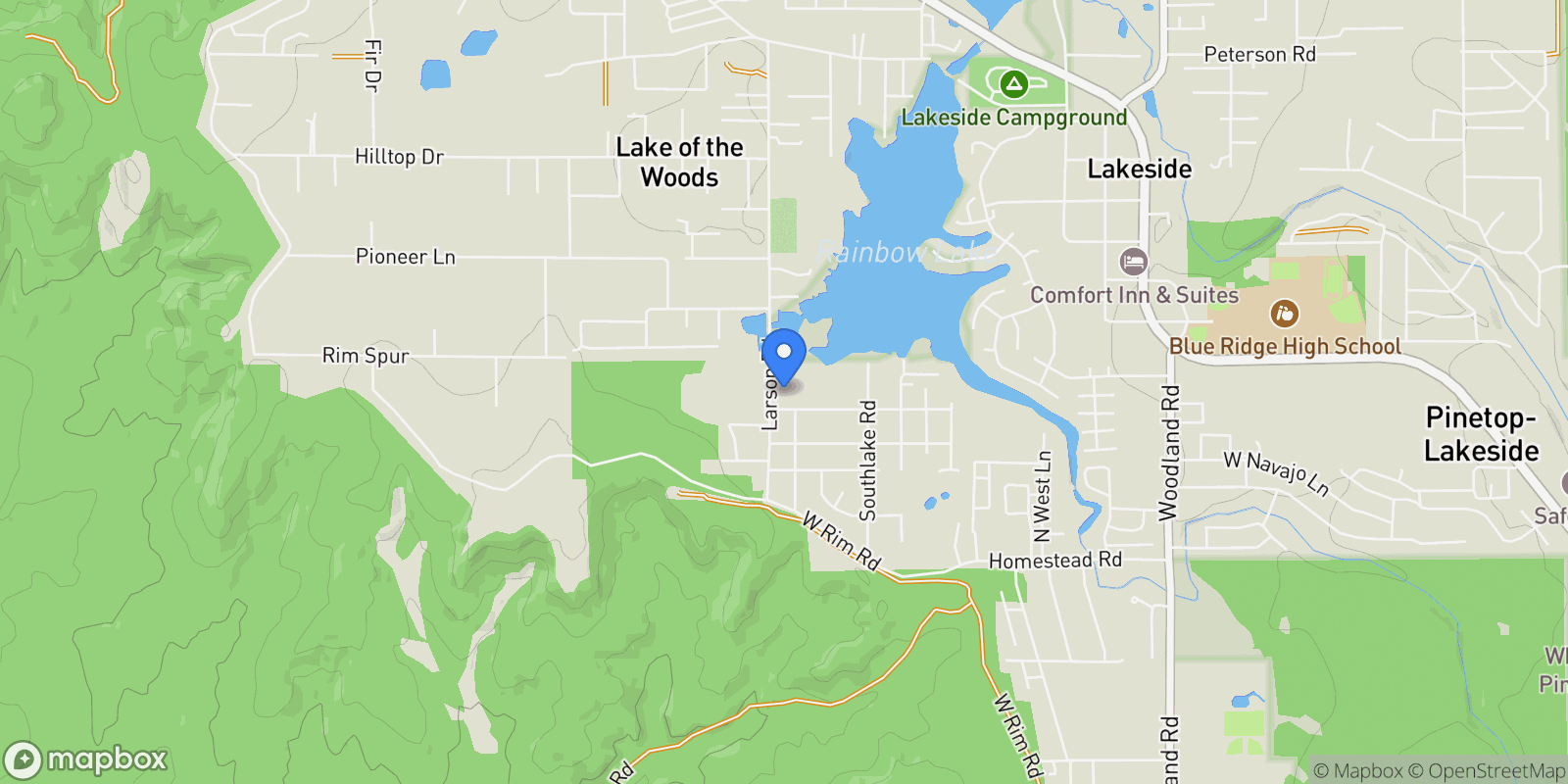 Map showing XXXX Larson Road , Pinetop-Lakeside, AZ 85259, Pinetop-Lakeside, Arizona, United States.