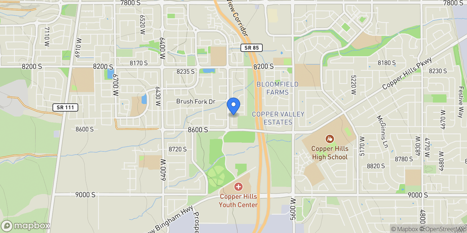 Map showing 8501 S MICHELE RIVER AVE S 116, West Jordan, Utah, United States.