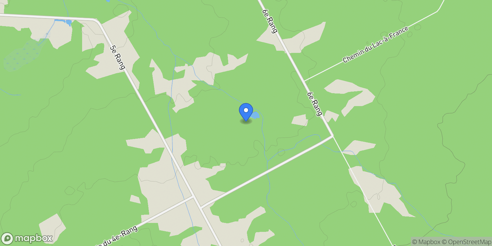 Map showing 1213 5e Rang, Saint-René, Quebec, Canada.