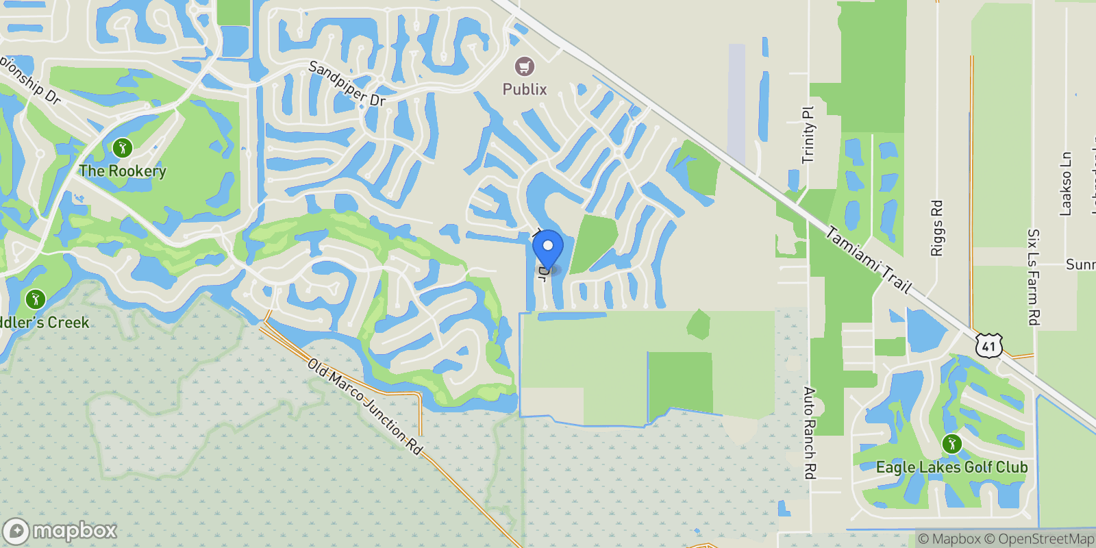 Map showing 15456 Turin Drive, Naples, FL 34114, Naples, Florida, United States.