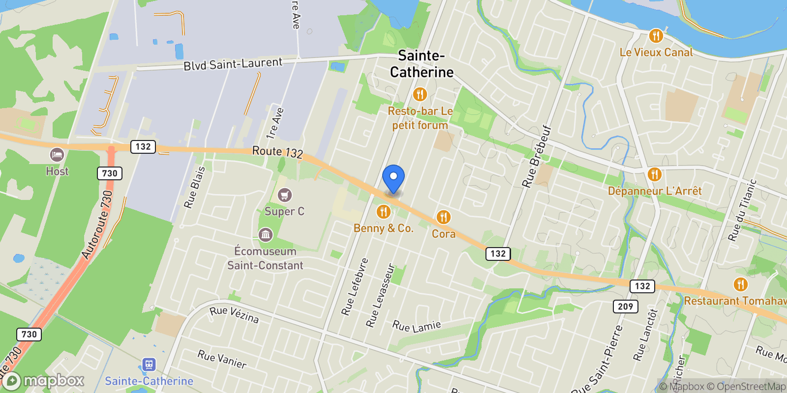 Map showing 18Z Rue de la Grande-Chevauchée, Sainte-Catherine, Quebec, Canada.