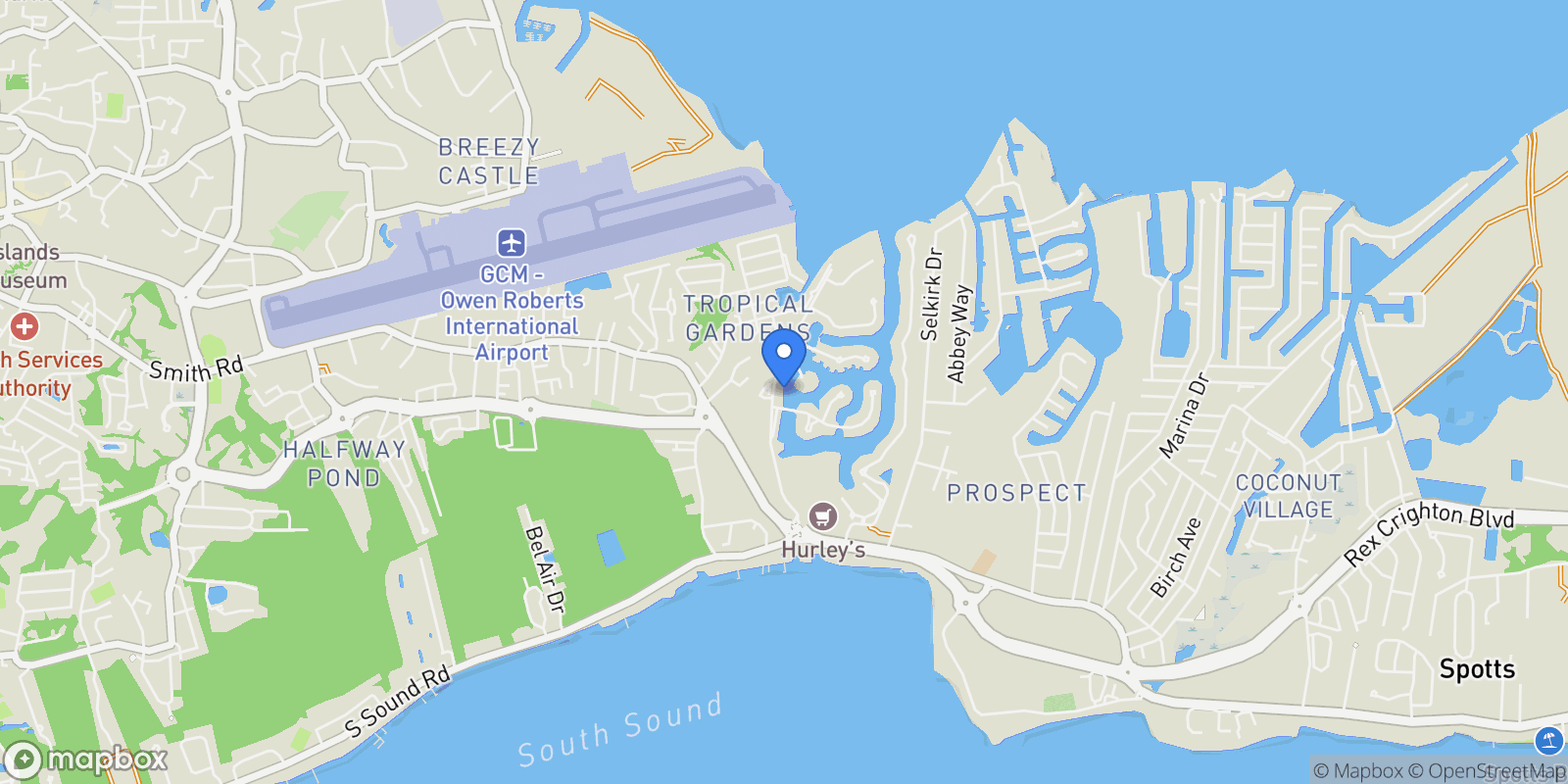 Map showing Prospect, George Town, George Town, Cayman Islands.