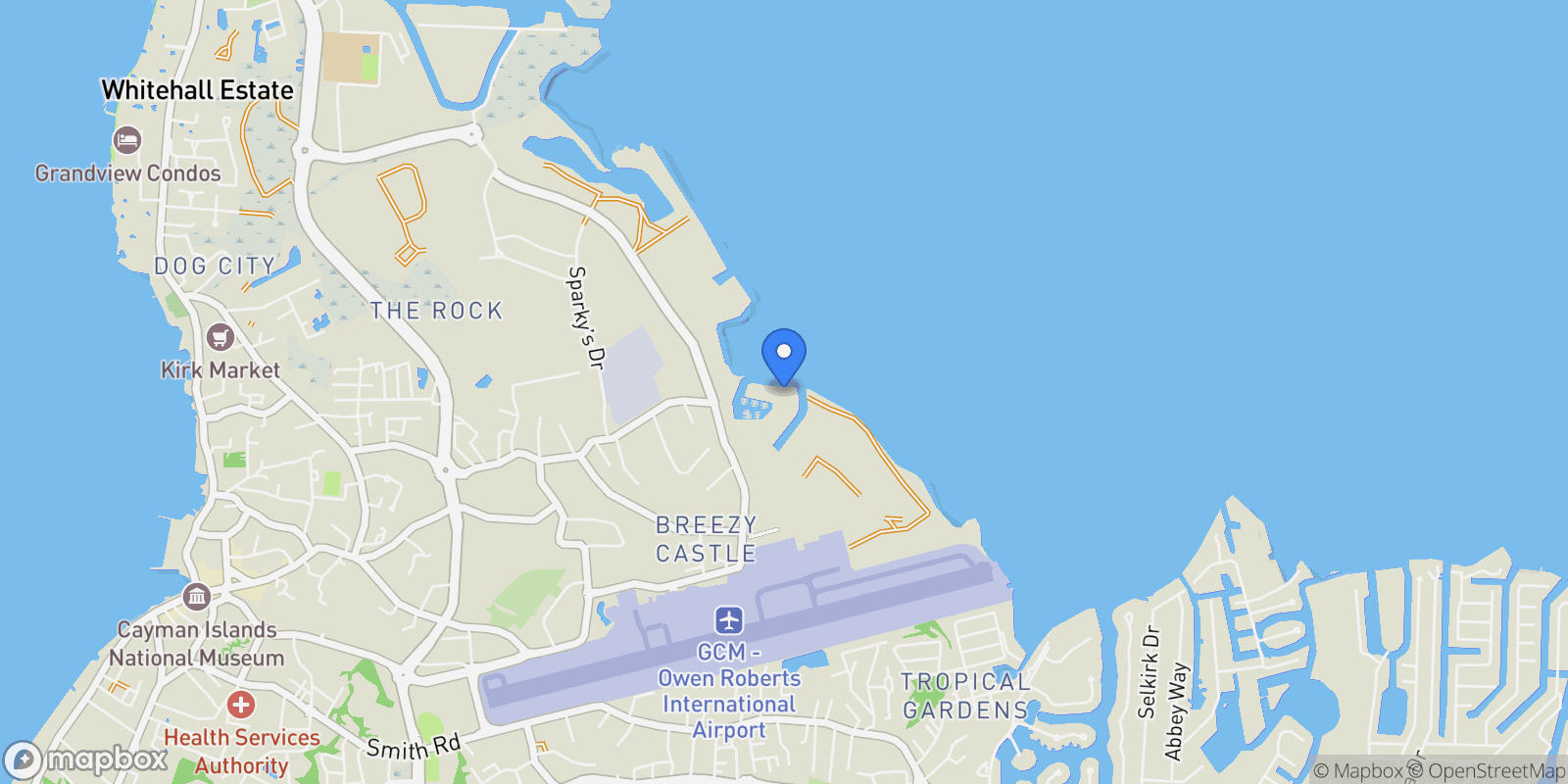 Map showing George Town, George Town, George Town, Cayman Islands.