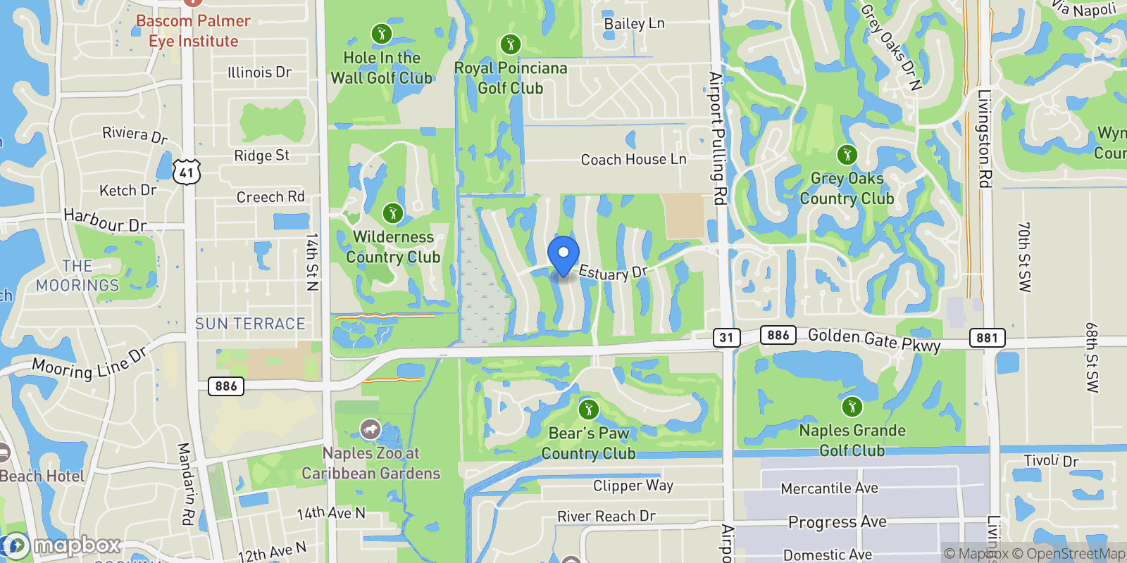 Map showing 1397 Great Egret Trail, Naples, FL 34105, Naples, Florida, United States.