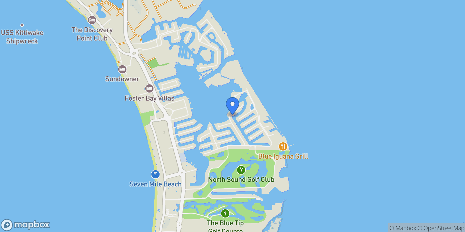 Map showing Seven Mile Corridor, West Bay, West Bay, Cayman Islands.