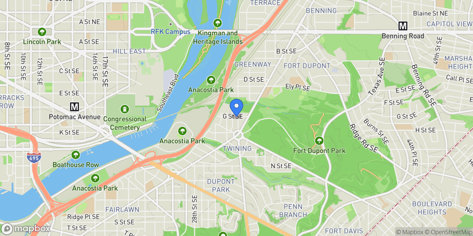 Map showing 3127 G, Washington, District of Columbia, United States.