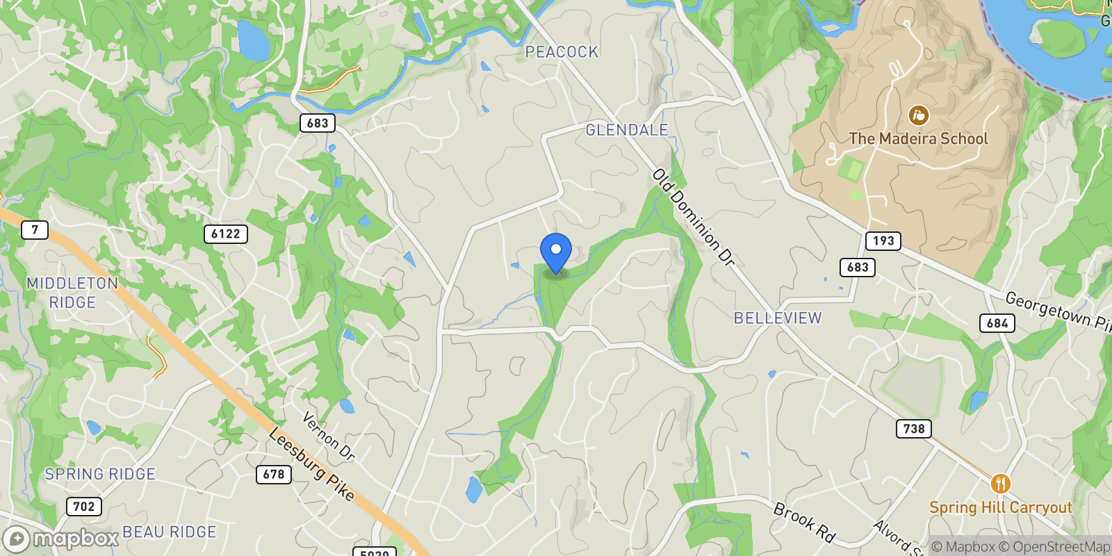 Map showing 1130 Bellview Road, McLean, Virginia, United States.