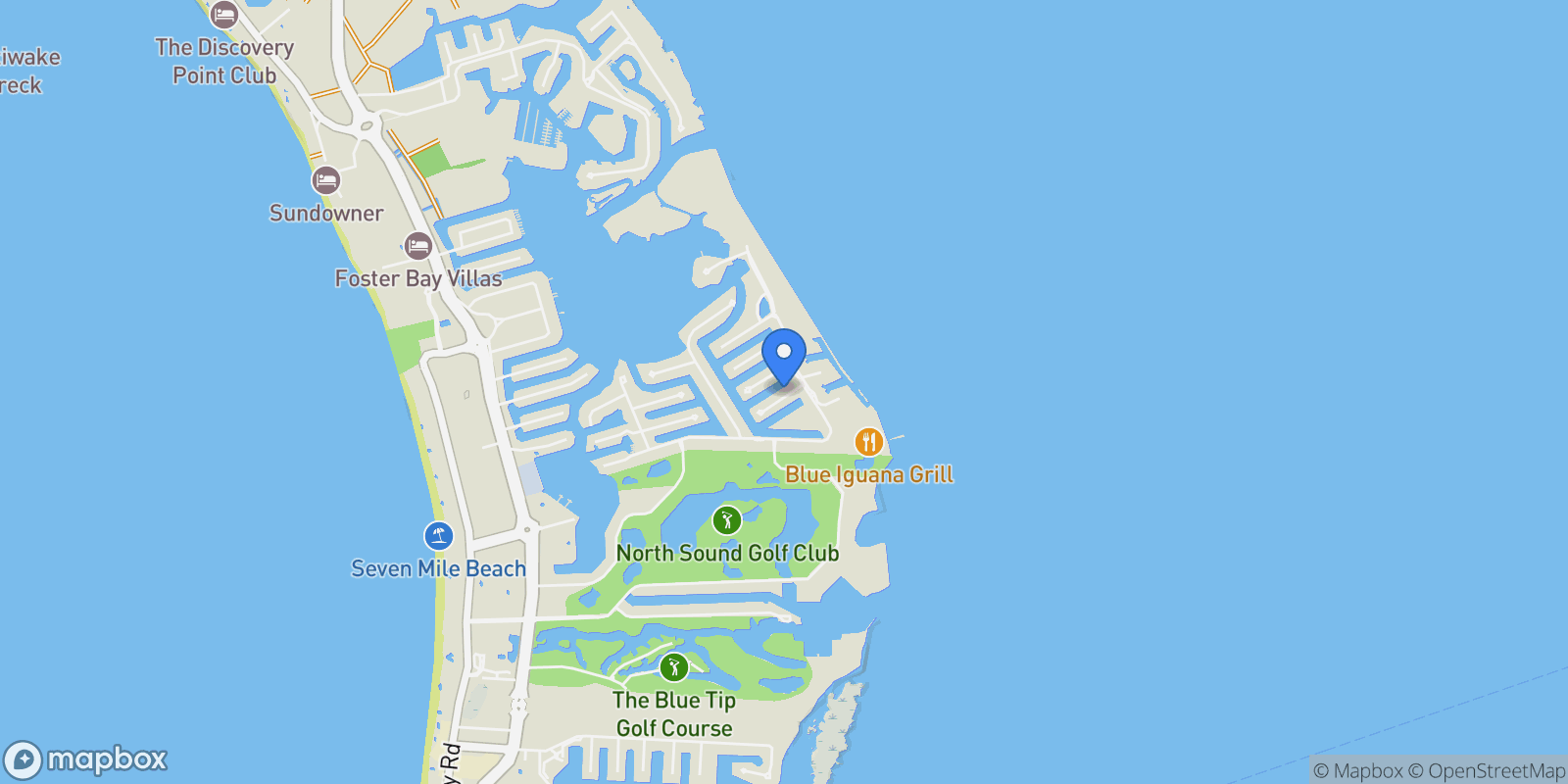 Map showing Seven Mile Corridor, West Bay, West Bay, Cayman Islands.