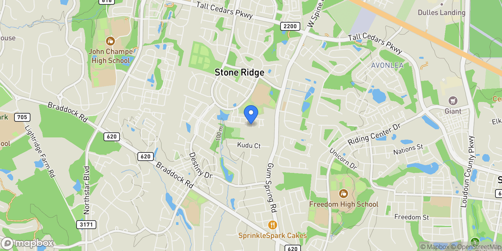Map showing 25151 Cutgrass Terrace, Aldie, Virginia, United States.