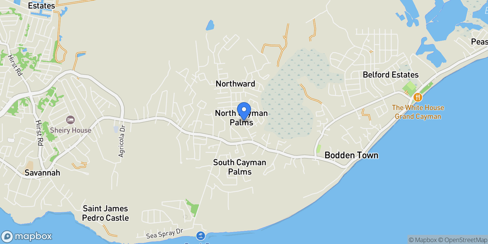 Map showing Savannah / Lower Valley, Bodden Town, Bodden Town, Cayman Islands.