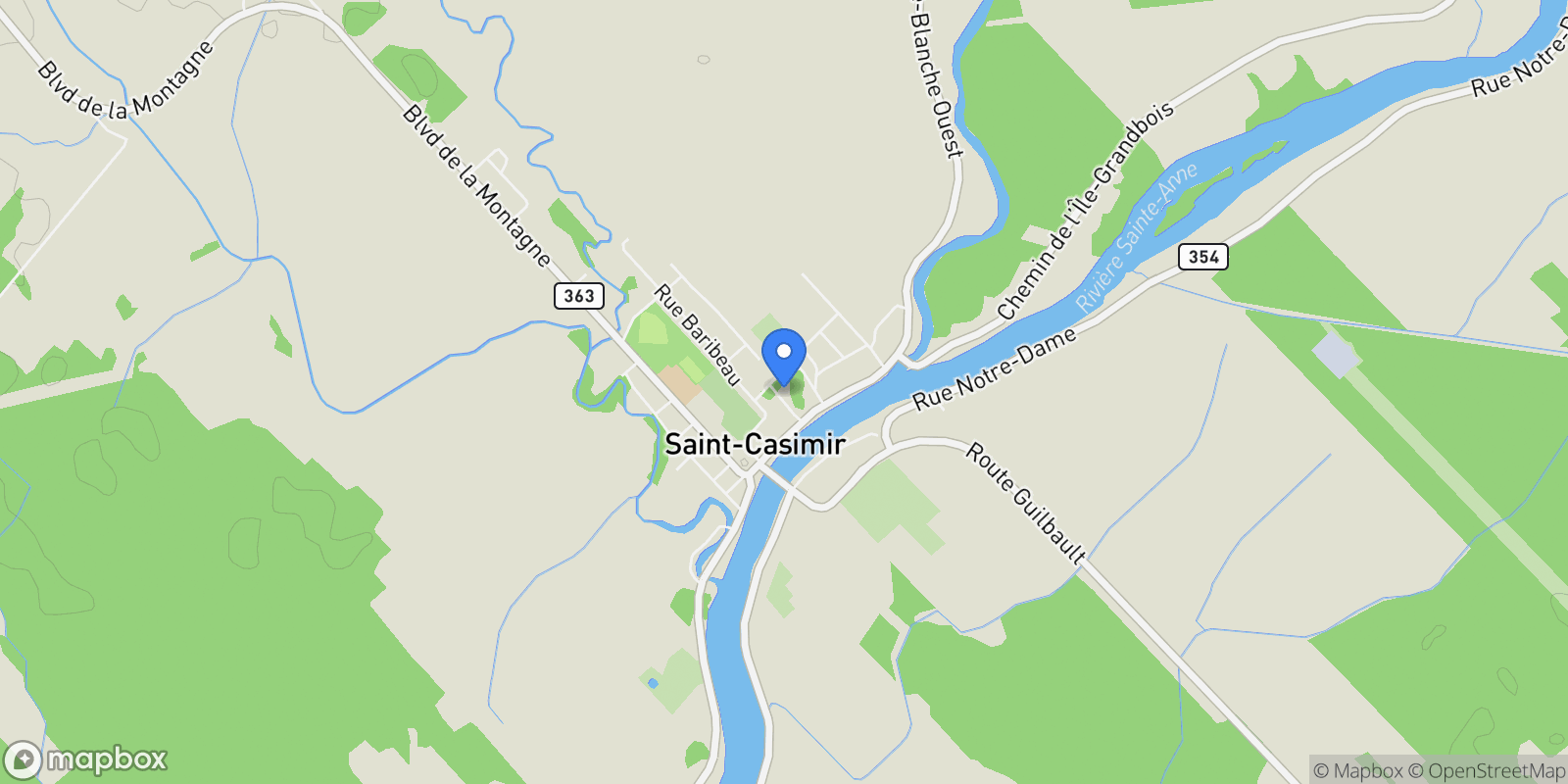 Map showing 160 Boul. Bélanger, Saint-Casimir, Quebec, Canada.