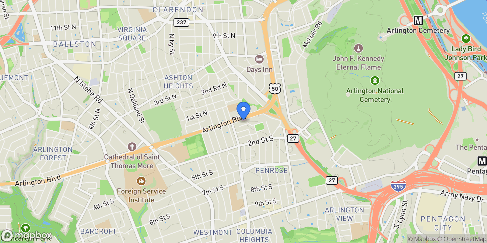 Map showing 2700 ARLINGTON, Arlington, Virginia, United States.