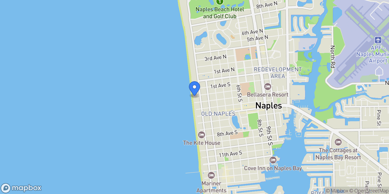 Map showing 26 2nd Avenue S, Naples, FL 34102, Naples, Florida, United States.