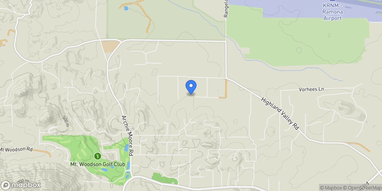 Map showing 17910 Bluegrass Road, Ramona, California, United States.
